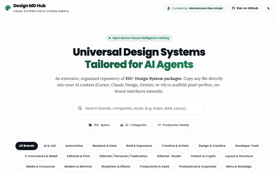 Design MD · أنظمة تصميم لوكلاء الذكاء الاصطناعي