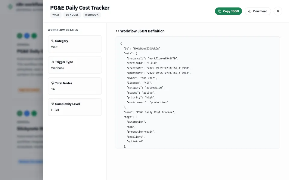 n8n Workflows · معاينة سير العمل ونسخ JSON